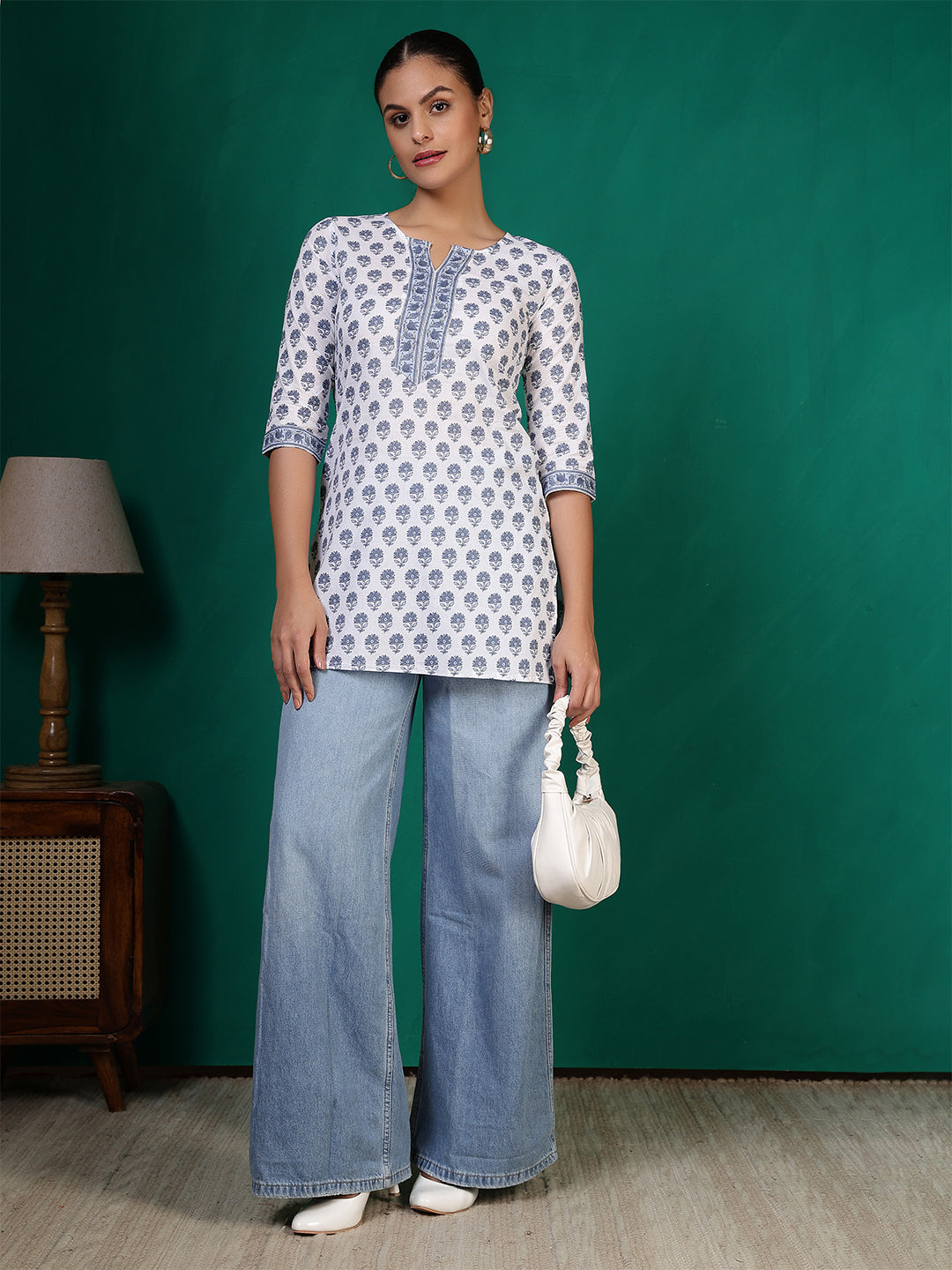 Off white Printed Straight Tunic