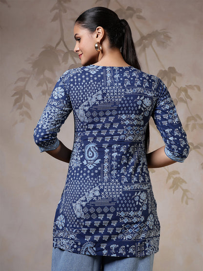 Blue Printed Straight Tunic