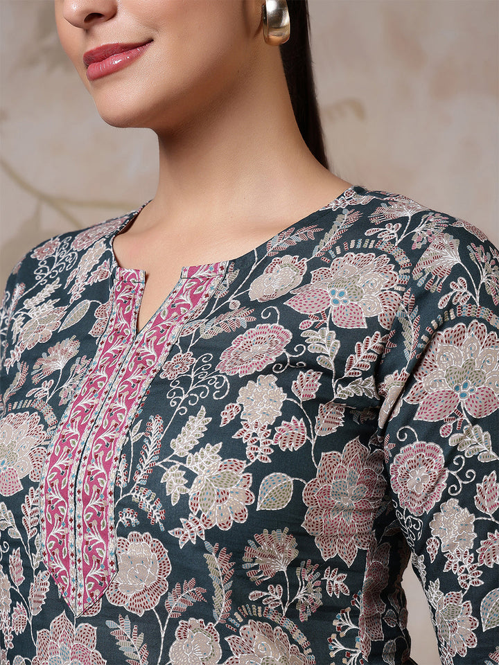 Green Printed Straight Tunic