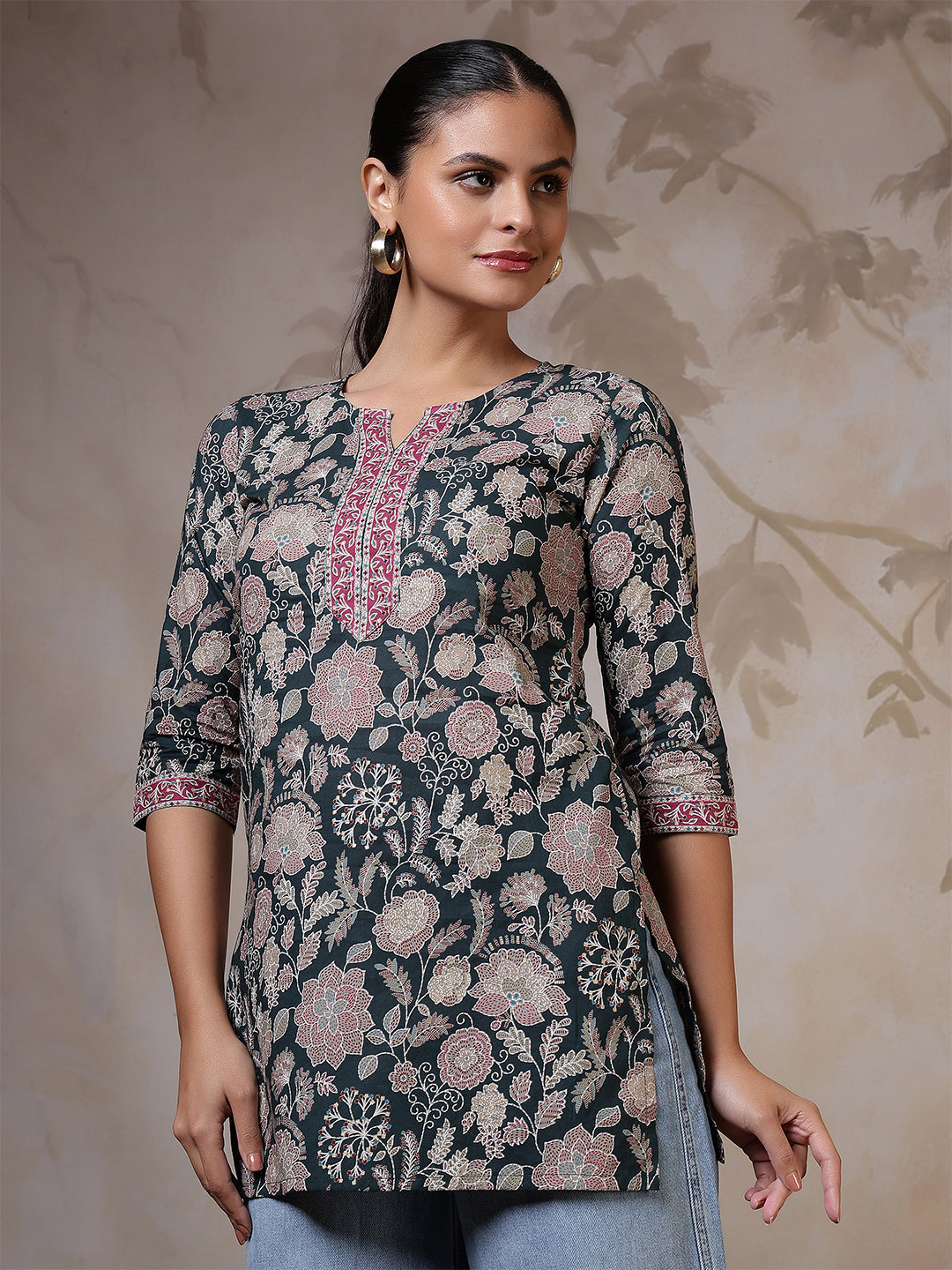 Green Printed Straight Tunic