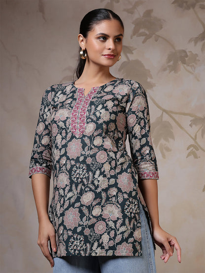 Green Printed Straight Tunic