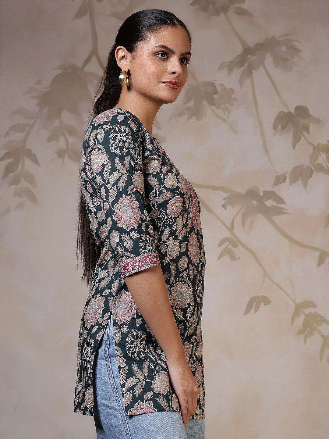 Green Printed Straight Tunic