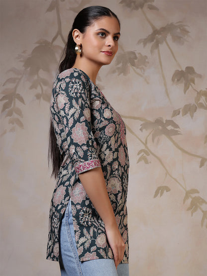 Green Printed Straight Tunic