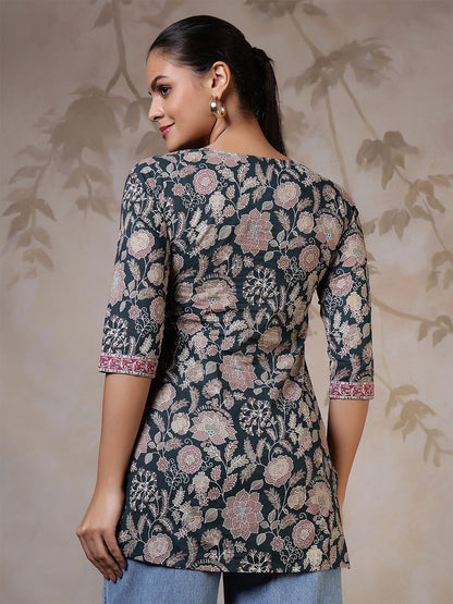 Green Printed Straight Tunic