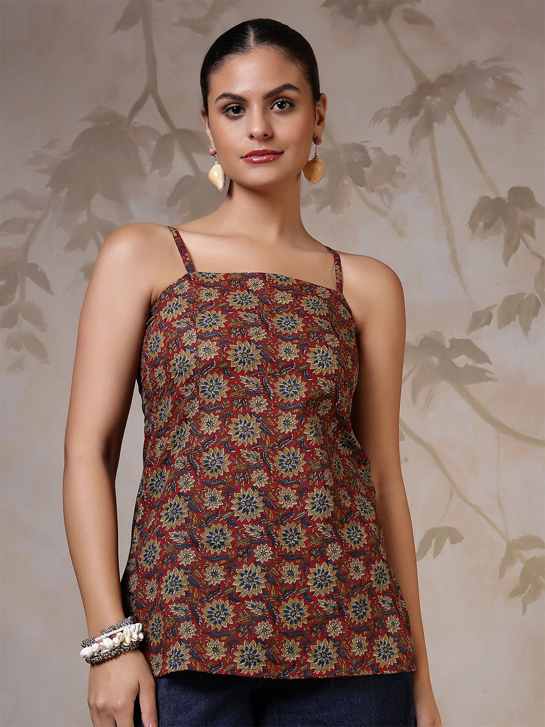Rust Printed Straight Tunic