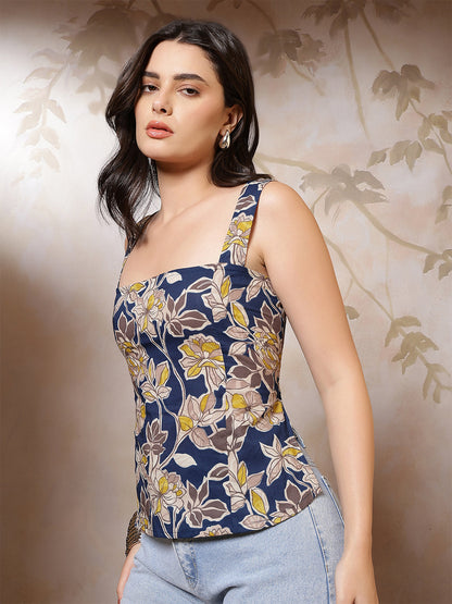 Women Blue Printed Top