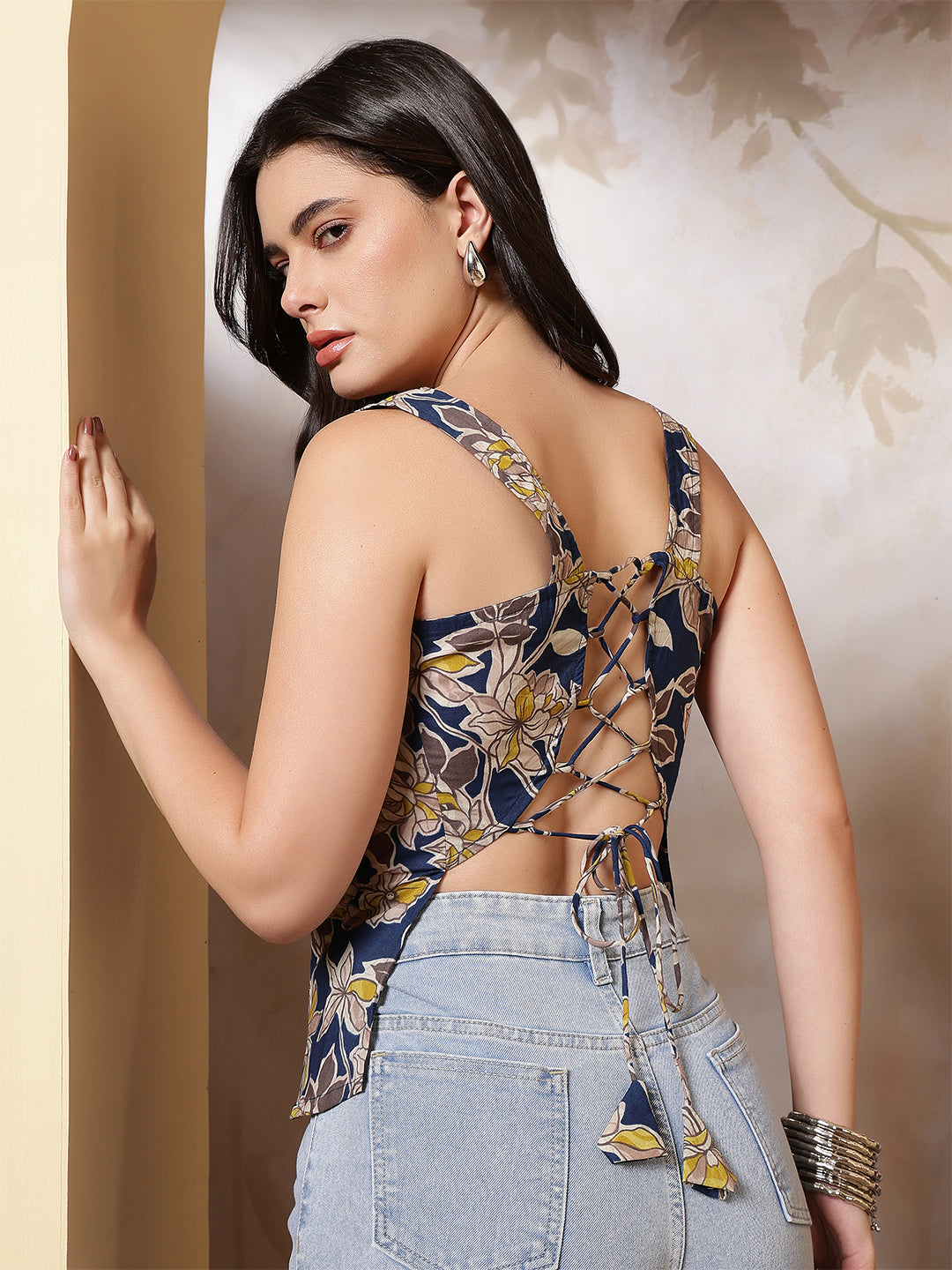 Women Blue Printed Top