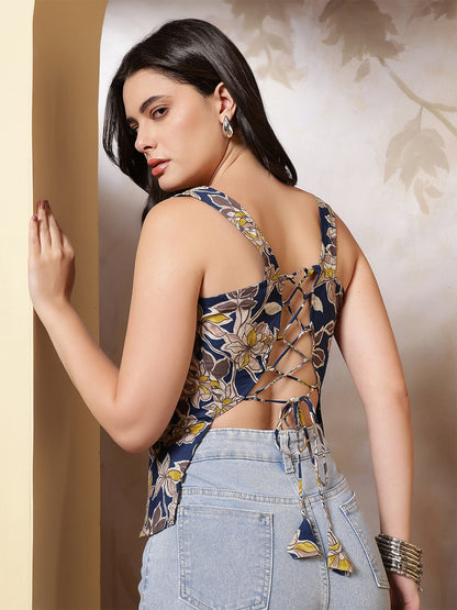 Women Blue Printed Top