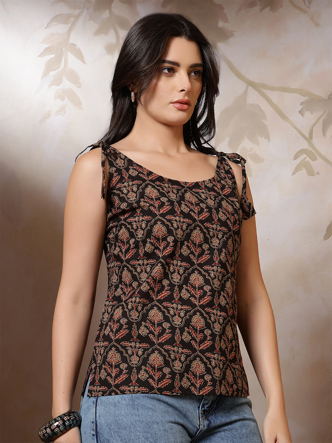 Women Black Printed Top