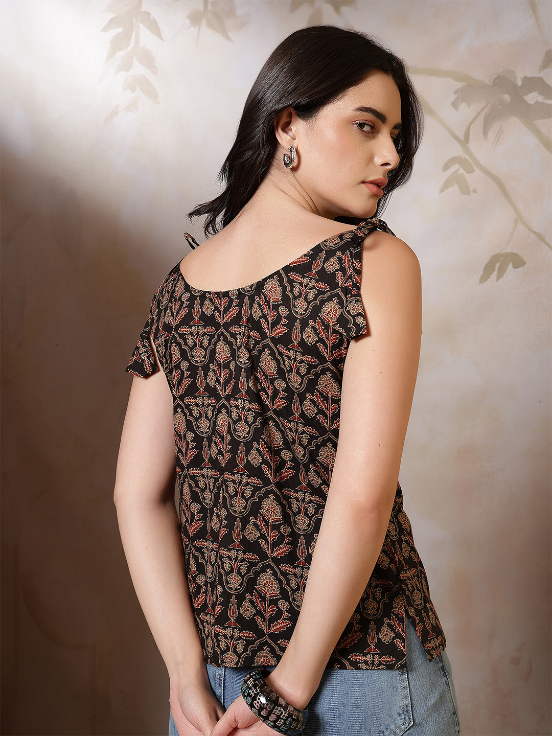 Women Black Printed Top
