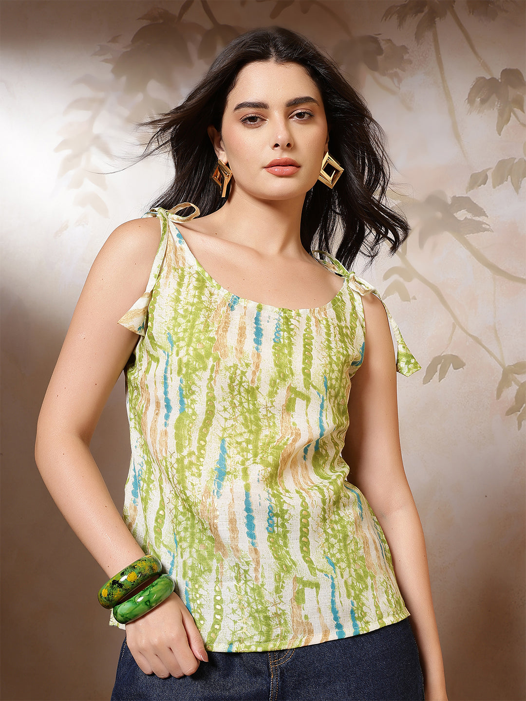 Women Green Printed Top