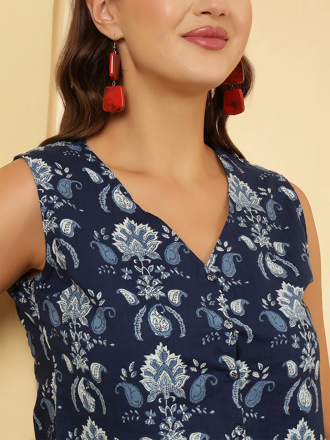 Women Blue Printed Top