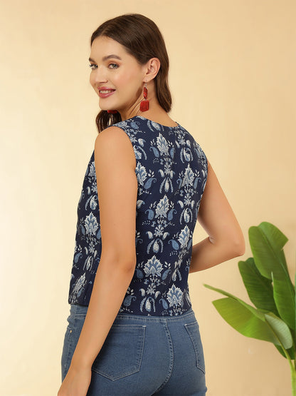Women Blue Printed Top