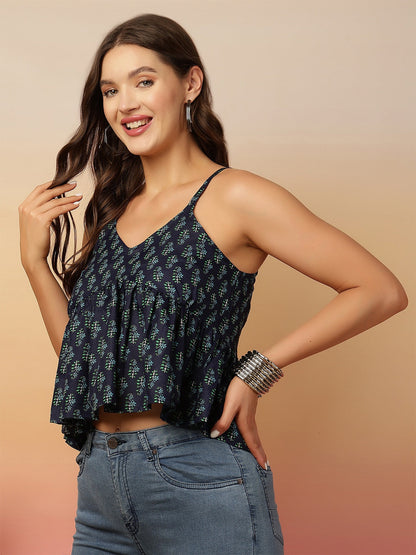 Women Blue Printed Top