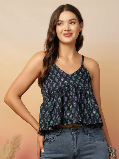 Women Blue Printed Top