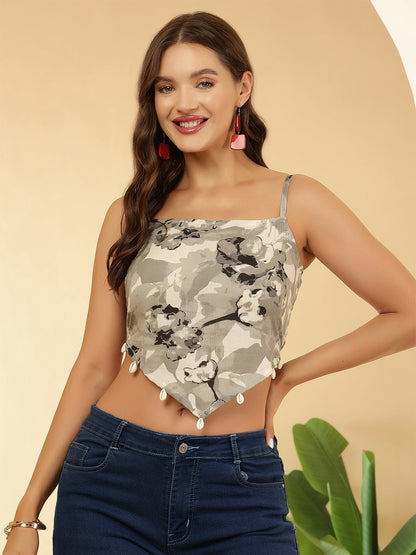 Women Grey Printed Top