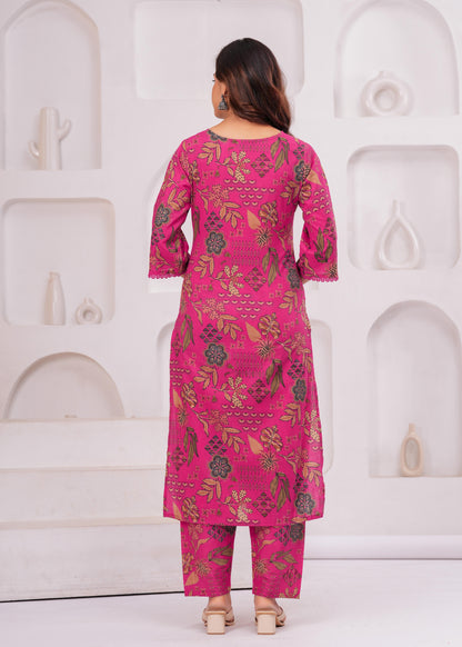 Printed Straight Kurta Set With Dupatta for Women