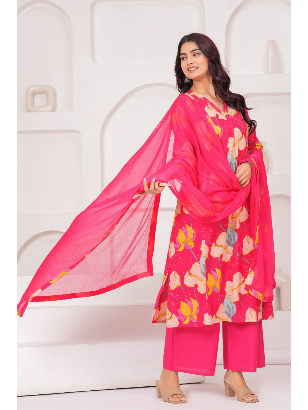 Printed Straight Kurta Set With Dupatta for Women