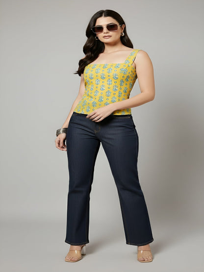 Women Lime Green Printed Top