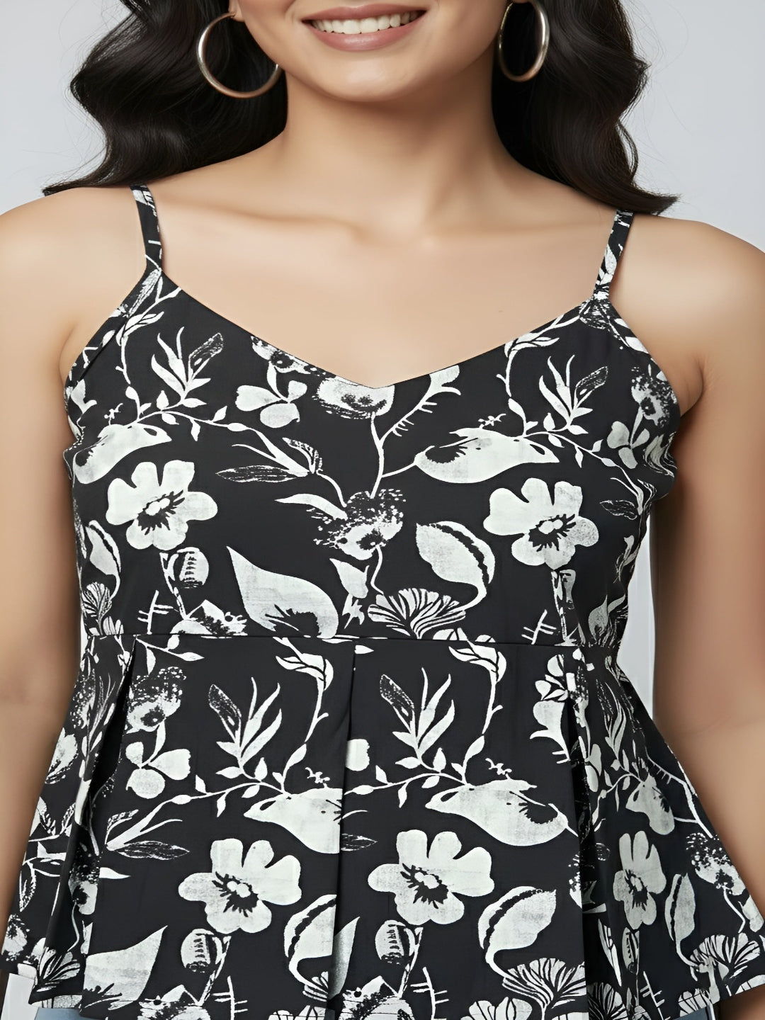 Women Black Printed Top