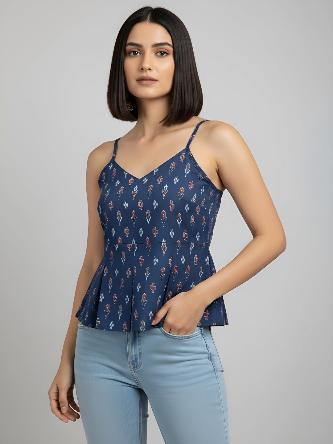 Women Blue Printed Top