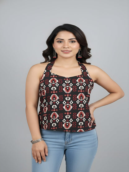 Women Black Printed Top
