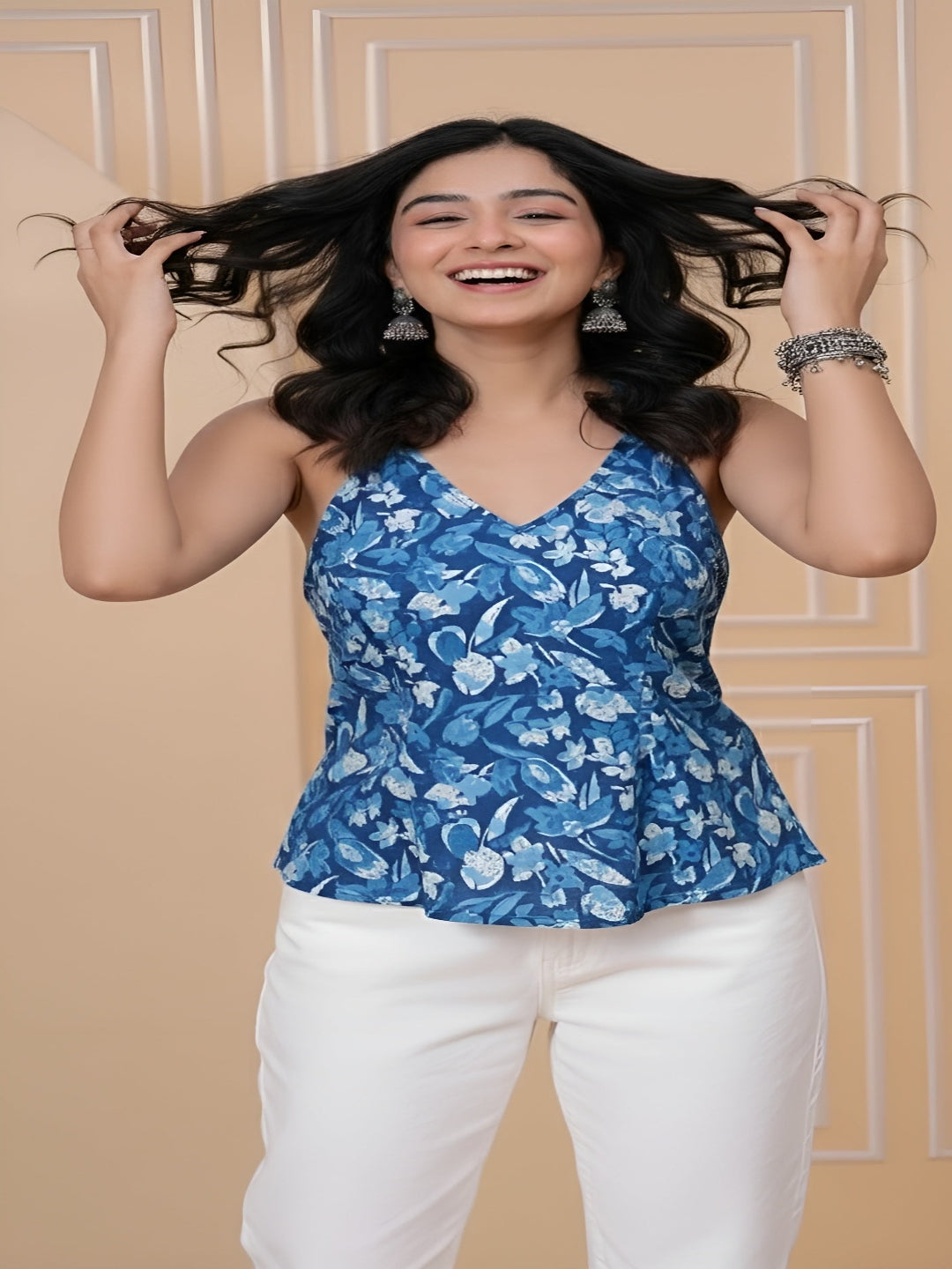 Women Blue Printed Top