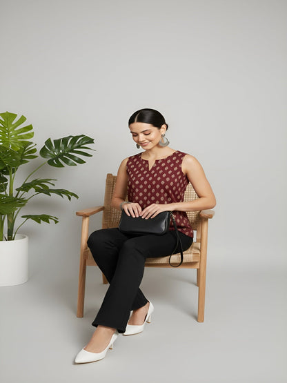 Women Maroon Printed Top