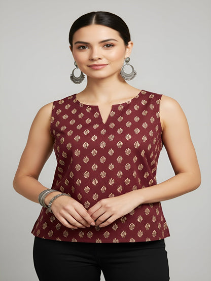 Women Maroon Printed Top