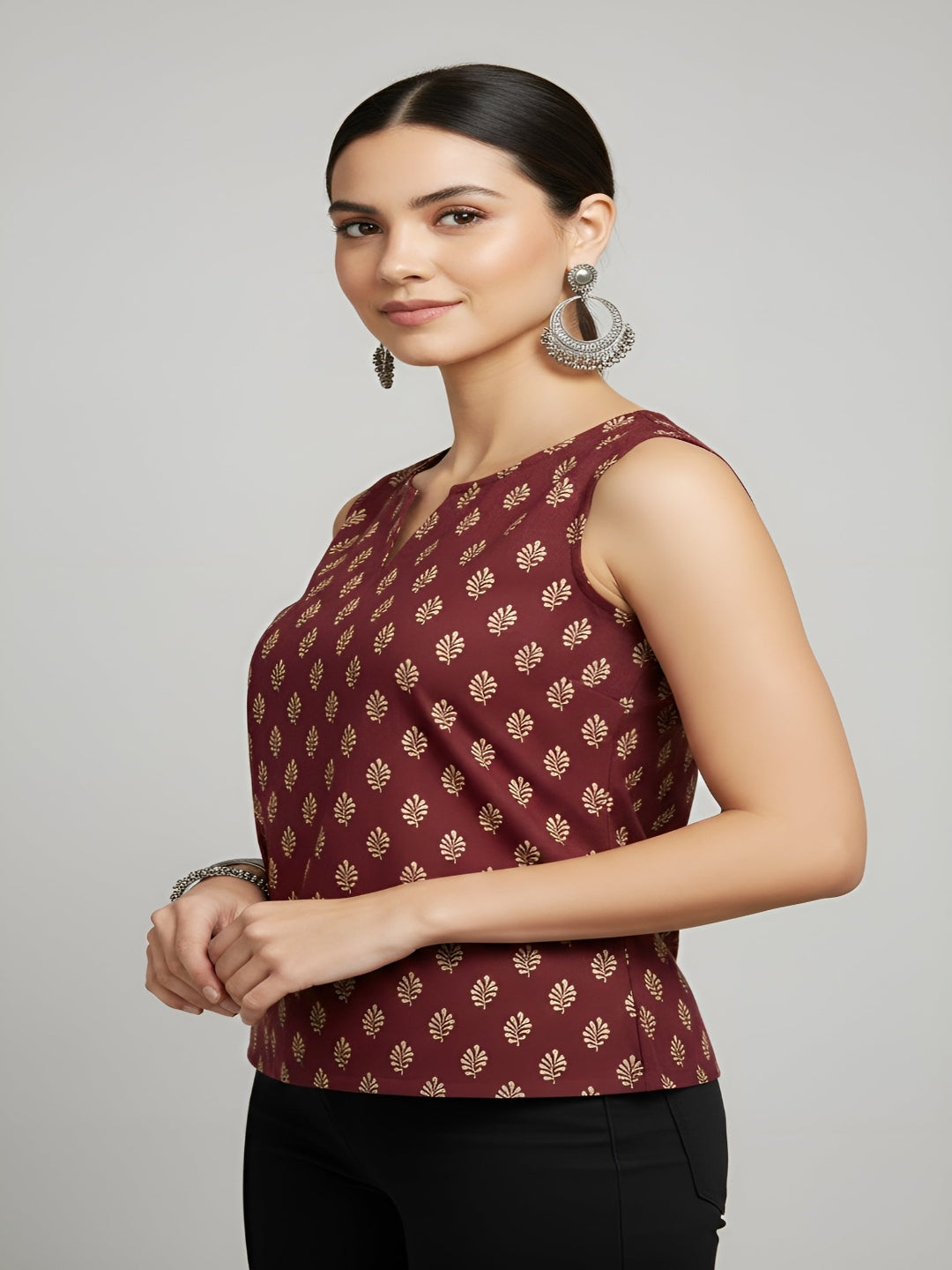 Women Maroon Printed Top