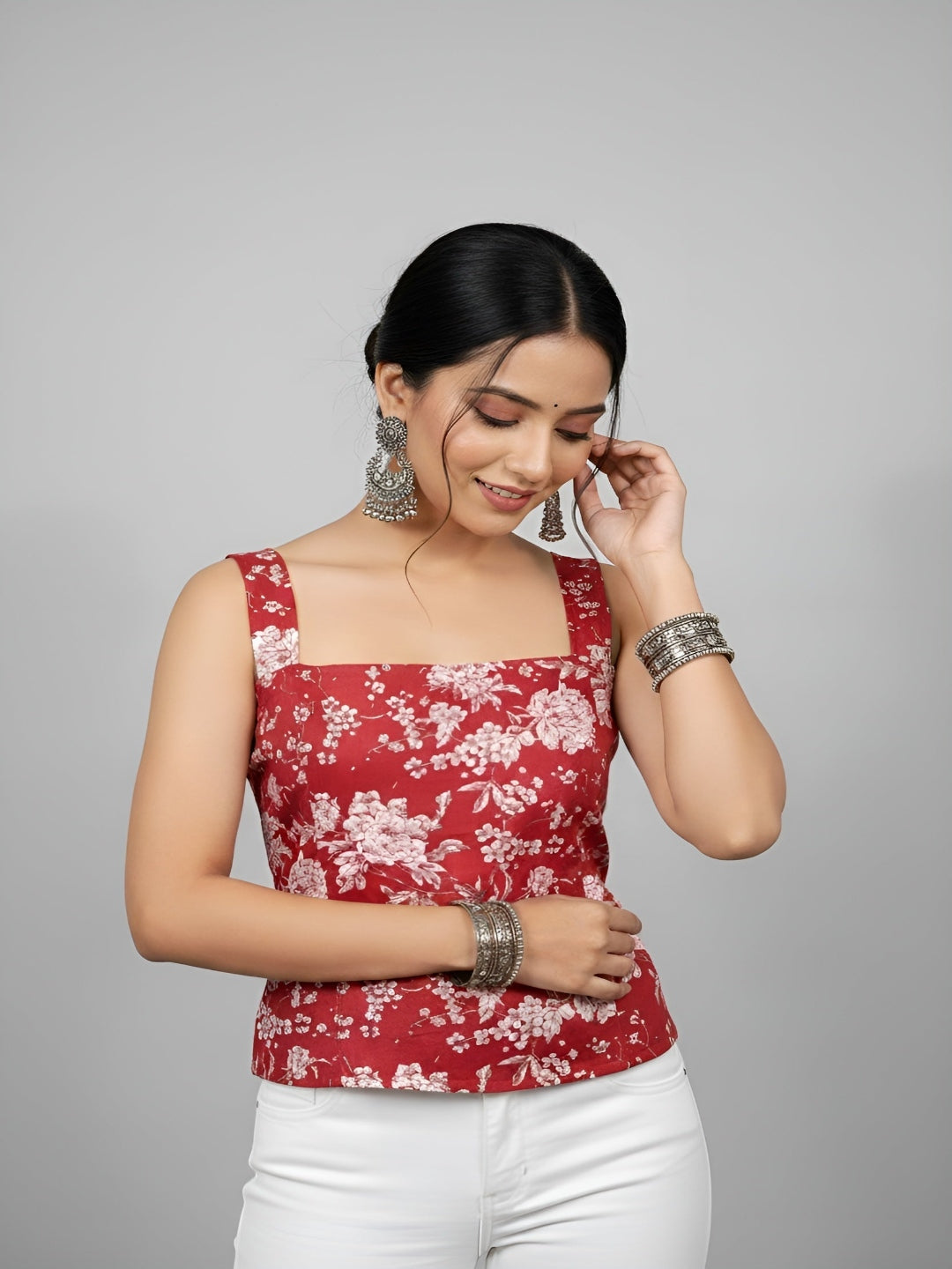 Women Red Printed Top