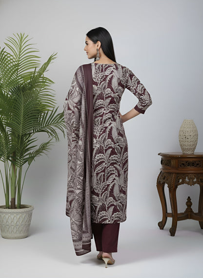 Printed Straight Kurta Set With Dupatta for Women