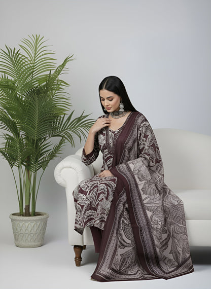 Printed Straight Kurta Set With Dupatta for Women