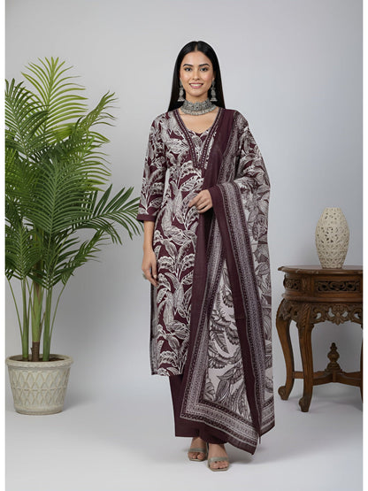 Printed Straight Kurta Set With Dupatta for Women