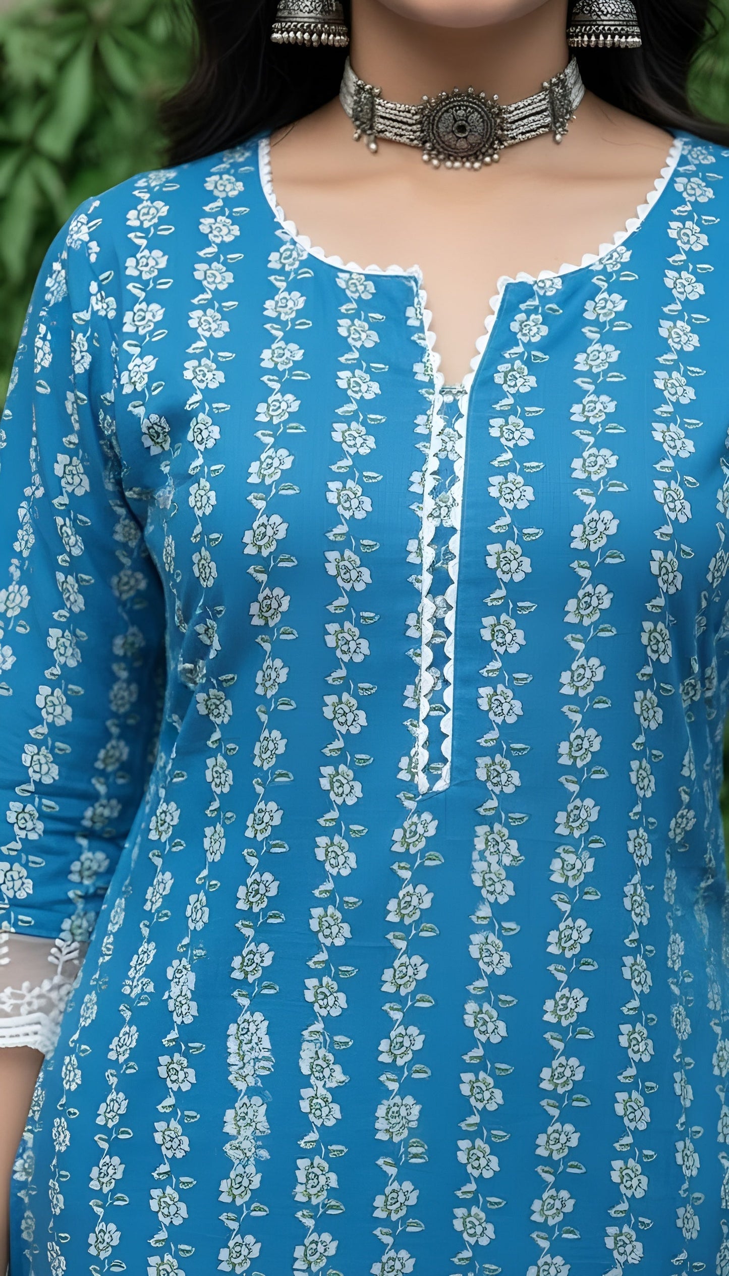 Printed Straight Kurta with Three Quarter Sleeves