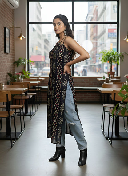 Printed Straight Sleeveless Kurta