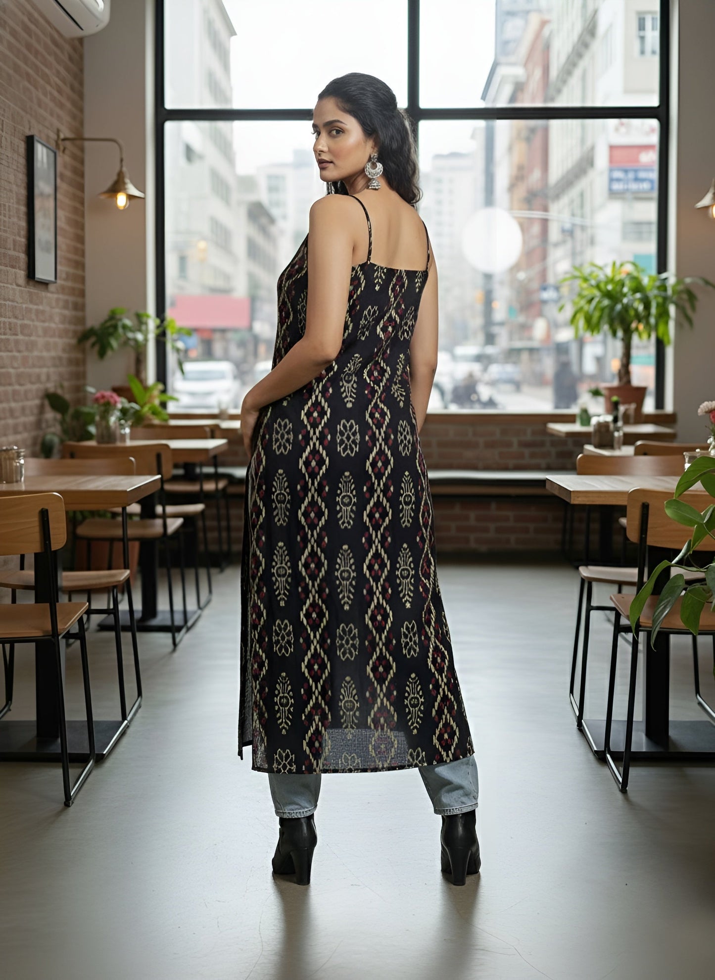 Printed Straight Sleeveless Kurta