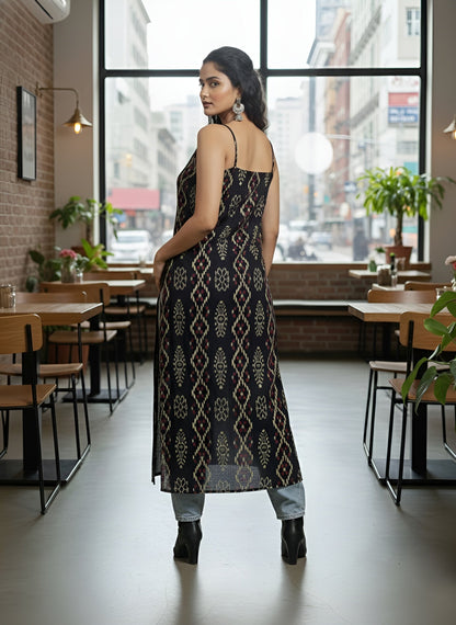 Printed Straight Sleeveless Kurta