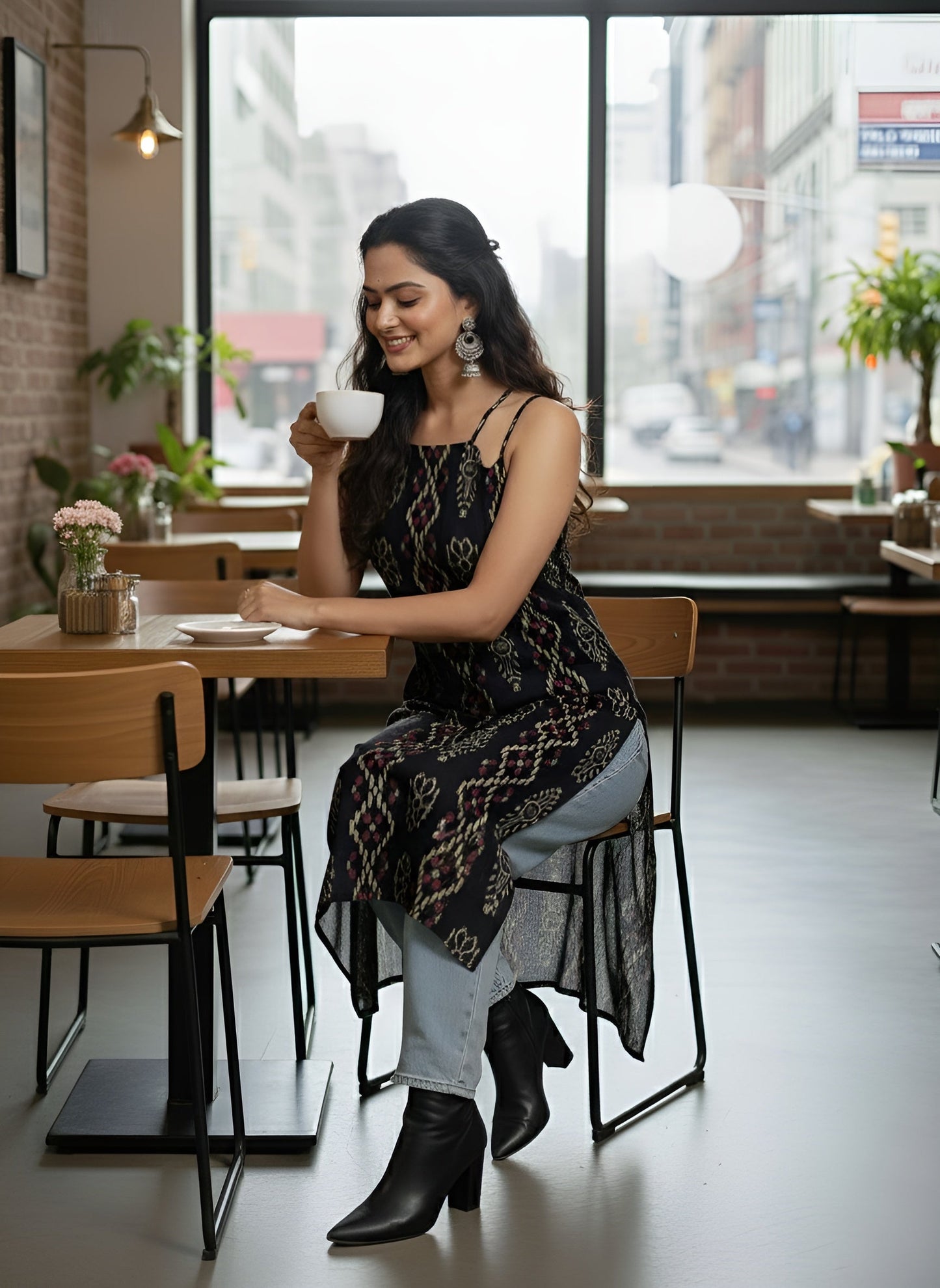 Printed Straight Sleeveless Kurta