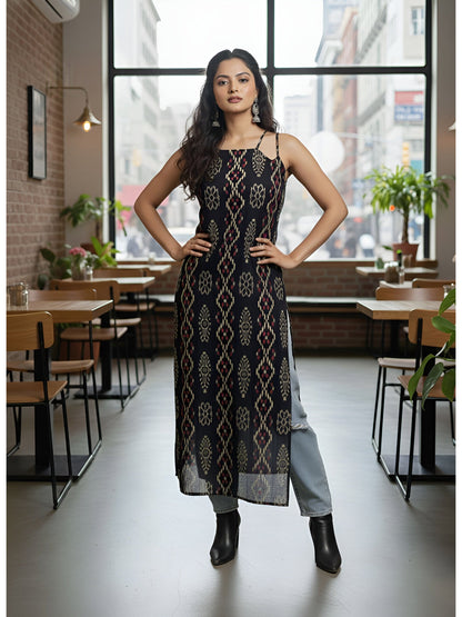 Printed Straight Sleeveless Kurta