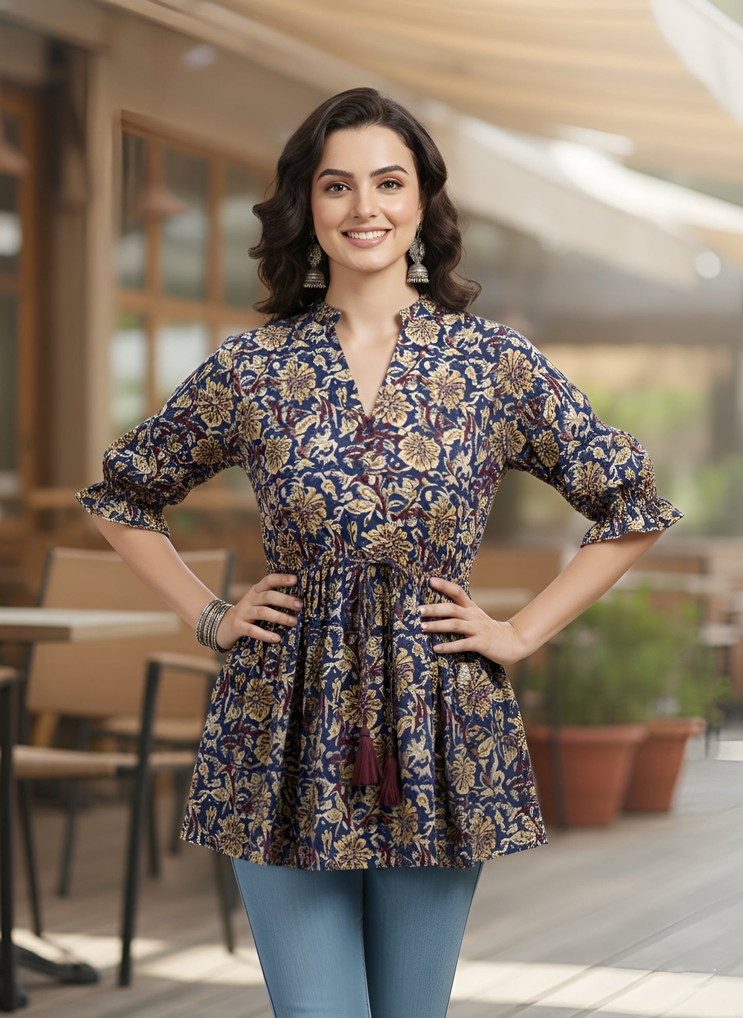 Printed Peplum Tunic