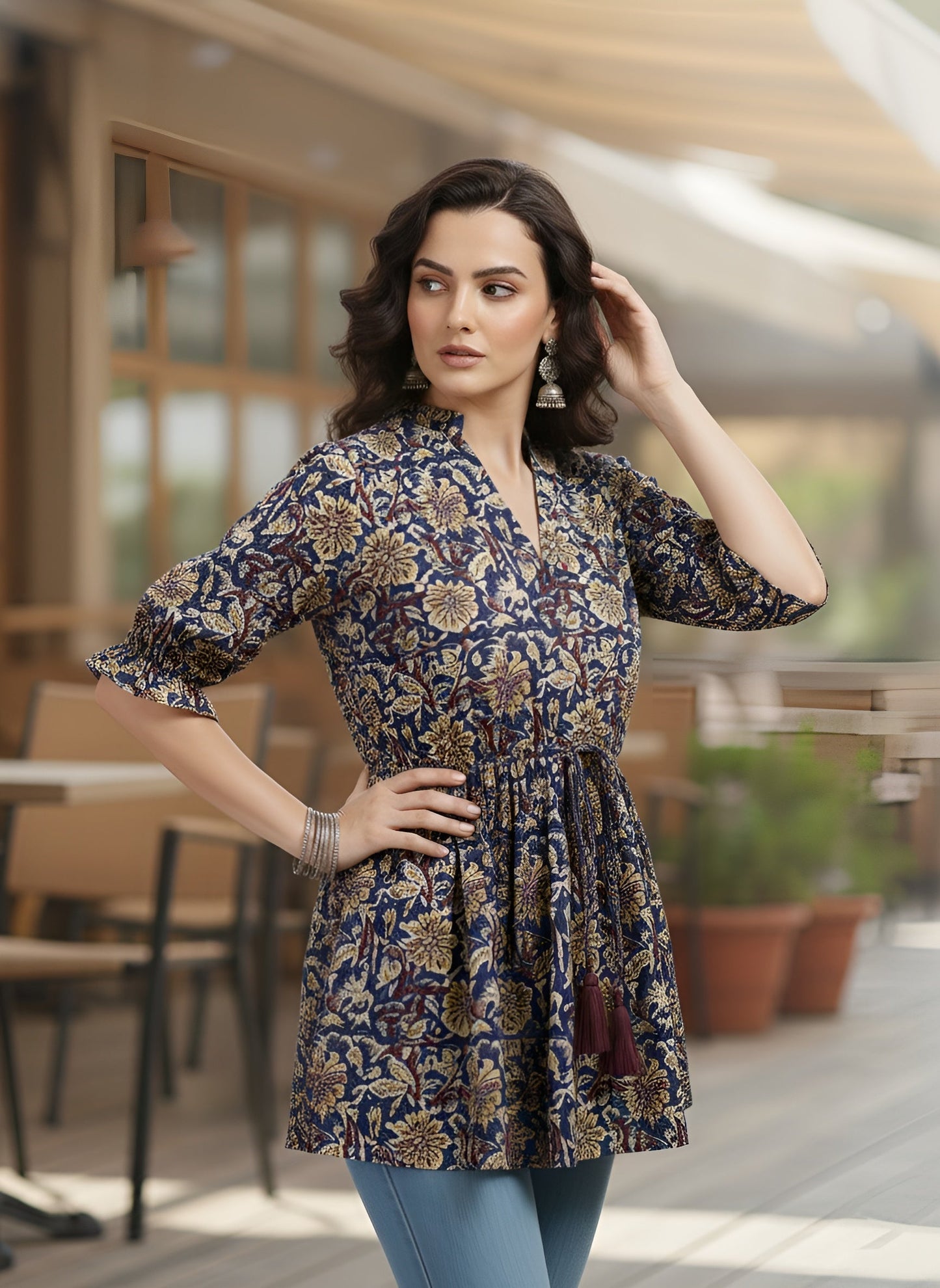 Printed Peplum Tunic