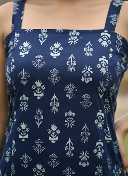 Printed Stylish Back Straight Sleeveless Kurta