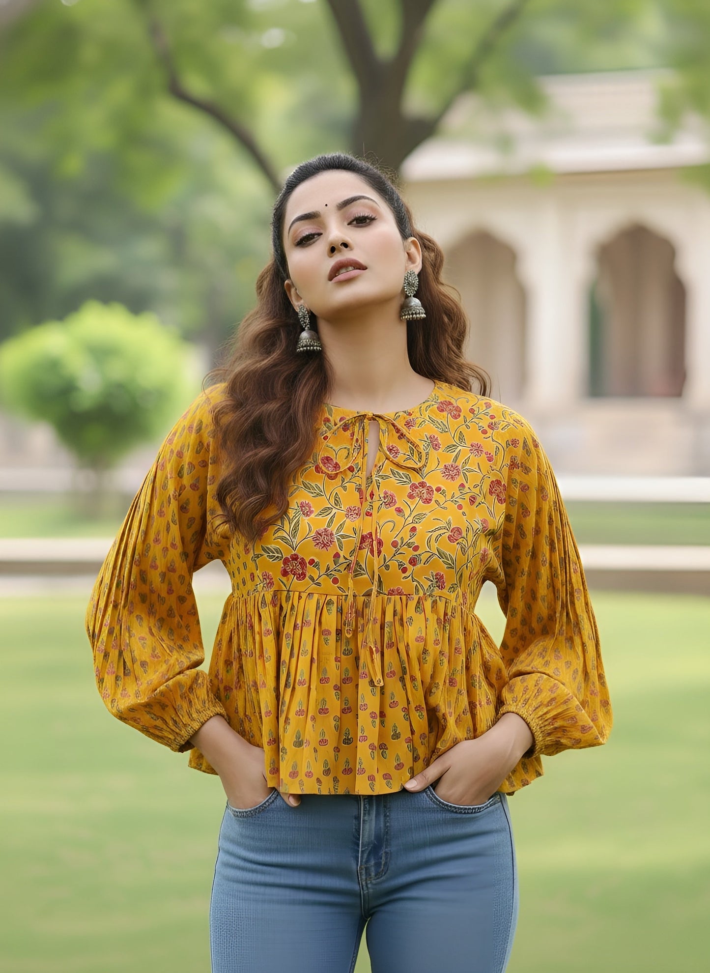 Printed Peplum Crop Top