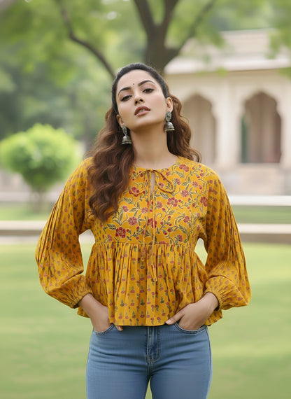 Printed Peplum Crop Top