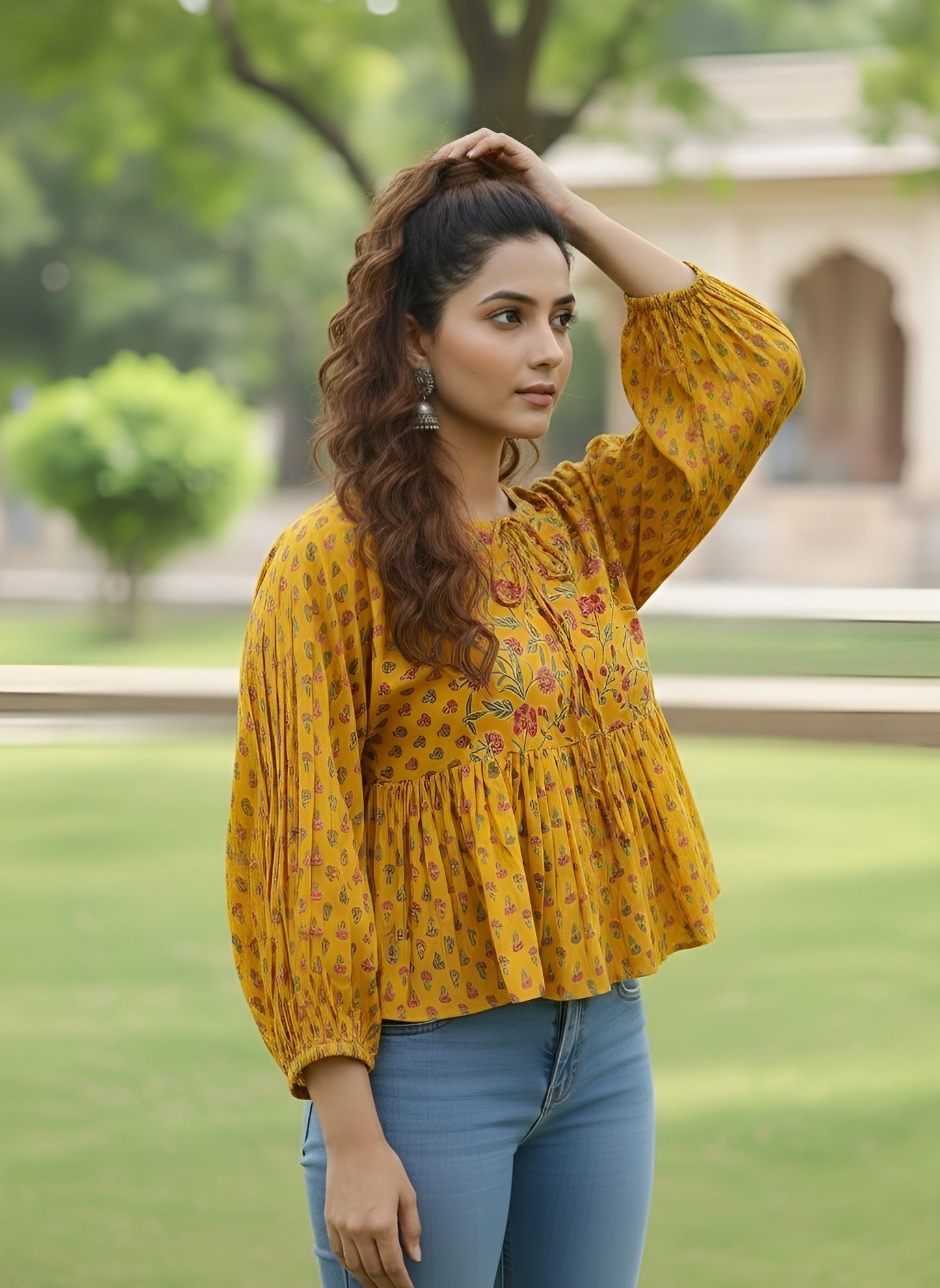 Printed Peplum Crop Top