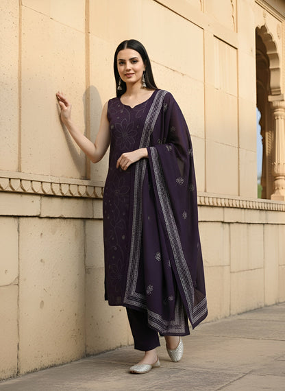 Printed Straight Kurta Set With Dupatta for Women