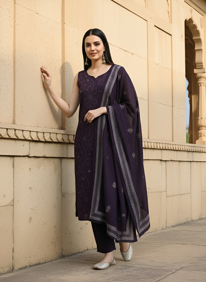 Printed Straight Kurta Set With Dupatta for Women
