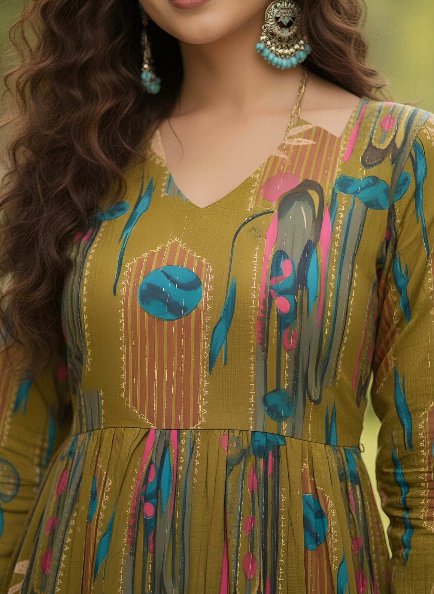 Abstract Printed Dress for Women