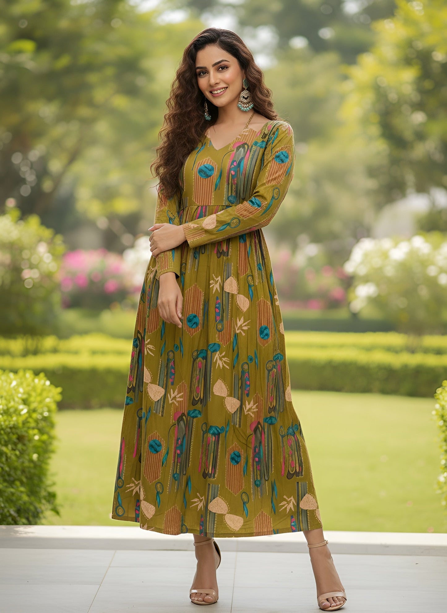 Abstract Printed Dress for Women